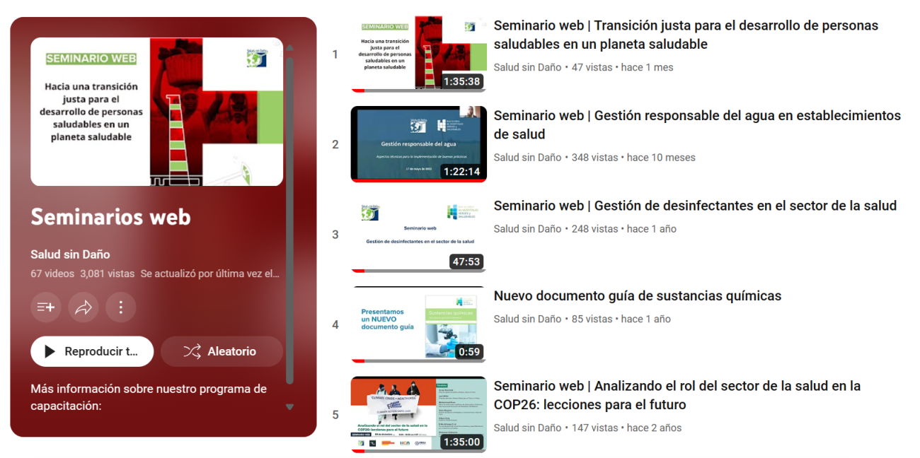 Seminarios web de Salud sin Daño