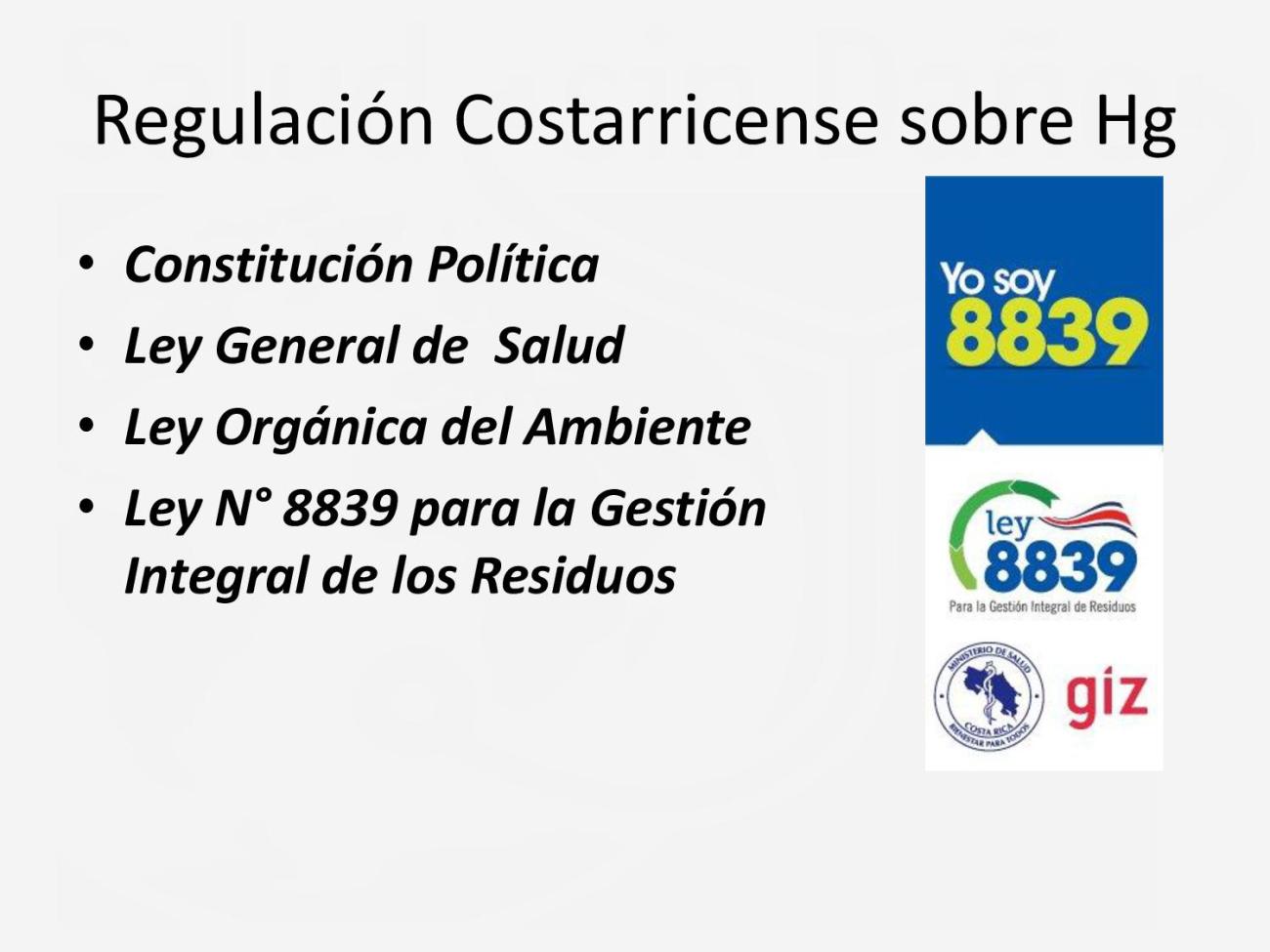 Regulación costarricense sobre Hg