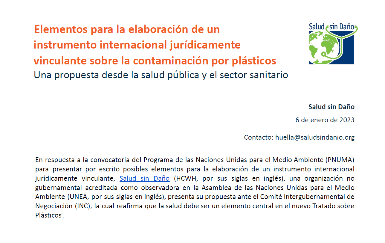 Elementos para la elaboración de un  instrumento internacional jurídicamente  vinculante sobre la contaminación por plásticos