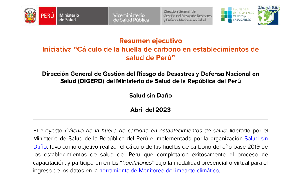 Proyecto de cálculo de la huella de carbono en establecimientos de salud del Perú