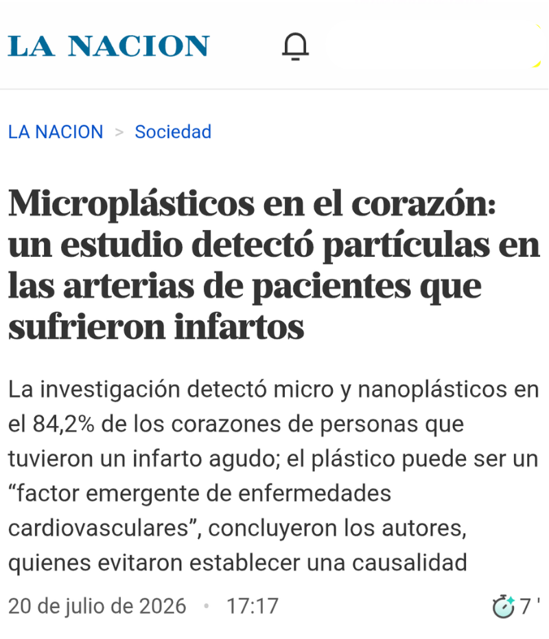 Artículo en La Nación sobre microplásticos, con aporte de Salud sin Daño